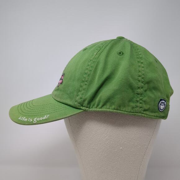 Flowers Slideback Baseball Hat Green One Size Embroidered Life Is Good - Picture 3 of 9